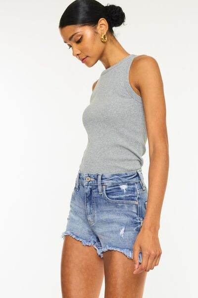 Kancan Distressed Raw Hem Denim Shorts for a perfect OOTD – dress to impress outfits from Amexza