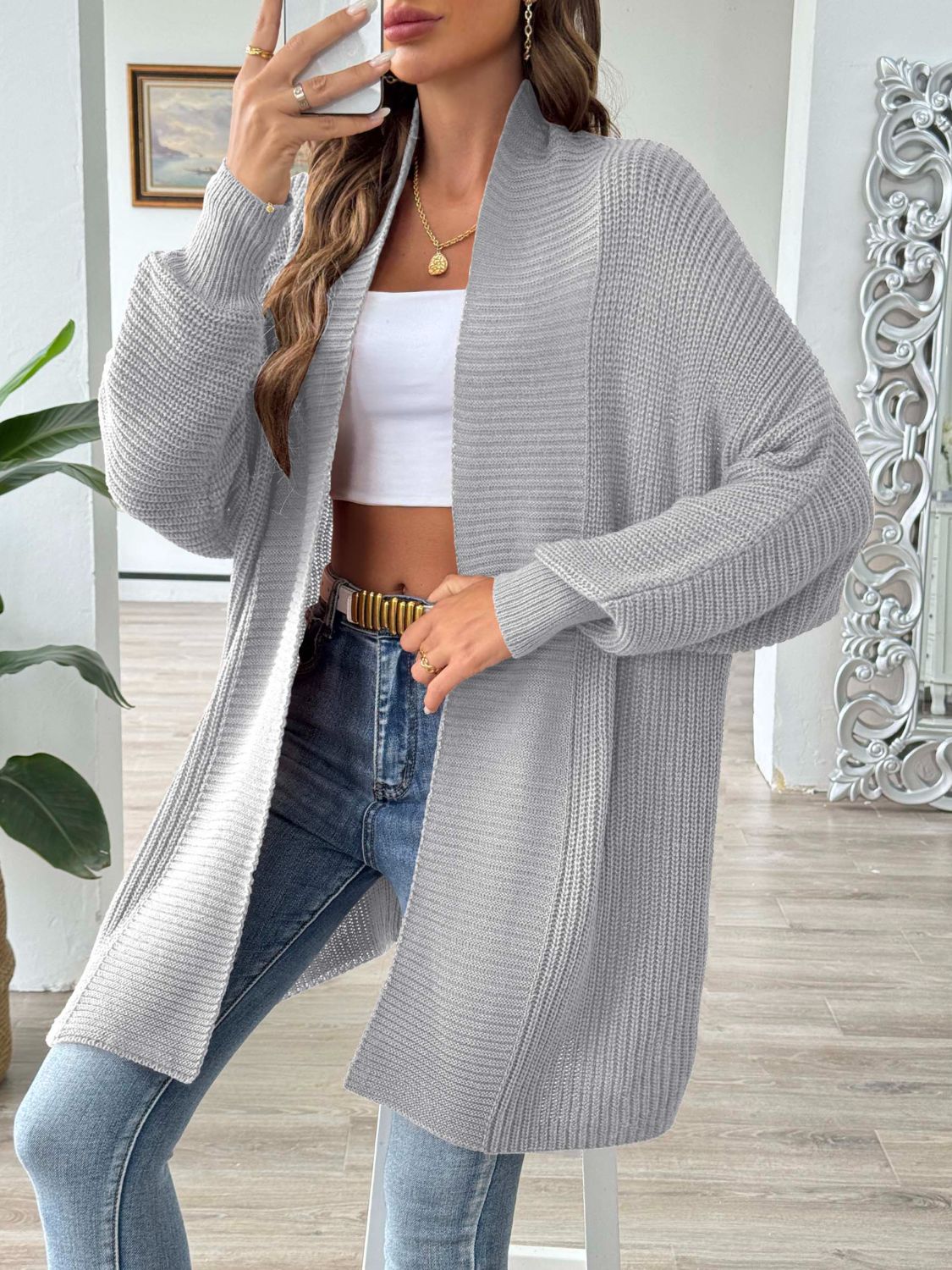 Open Front Long Sleeve Cardigan for a perfect OOTD – dress to impress outfits from Amexza