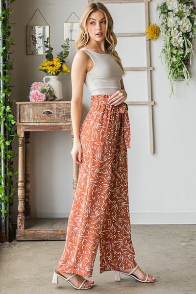 Heimish Full Size Printed Tied Straight Casual Pants for a perfect OOTD – dress to impress outfits from Amexza