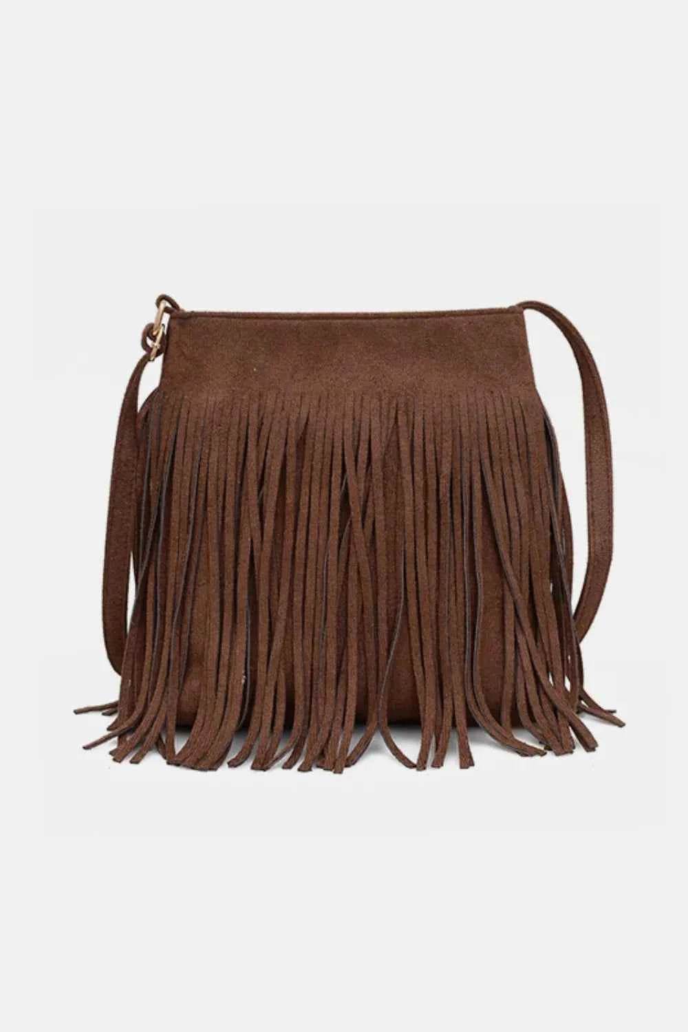 Suede Fringe Shoulder Bag Brown One Size for a perfect OOTD – dress to impress outfits from Amexza