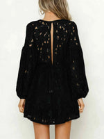 Lace V-Neck Long Sleeve Mini Dress