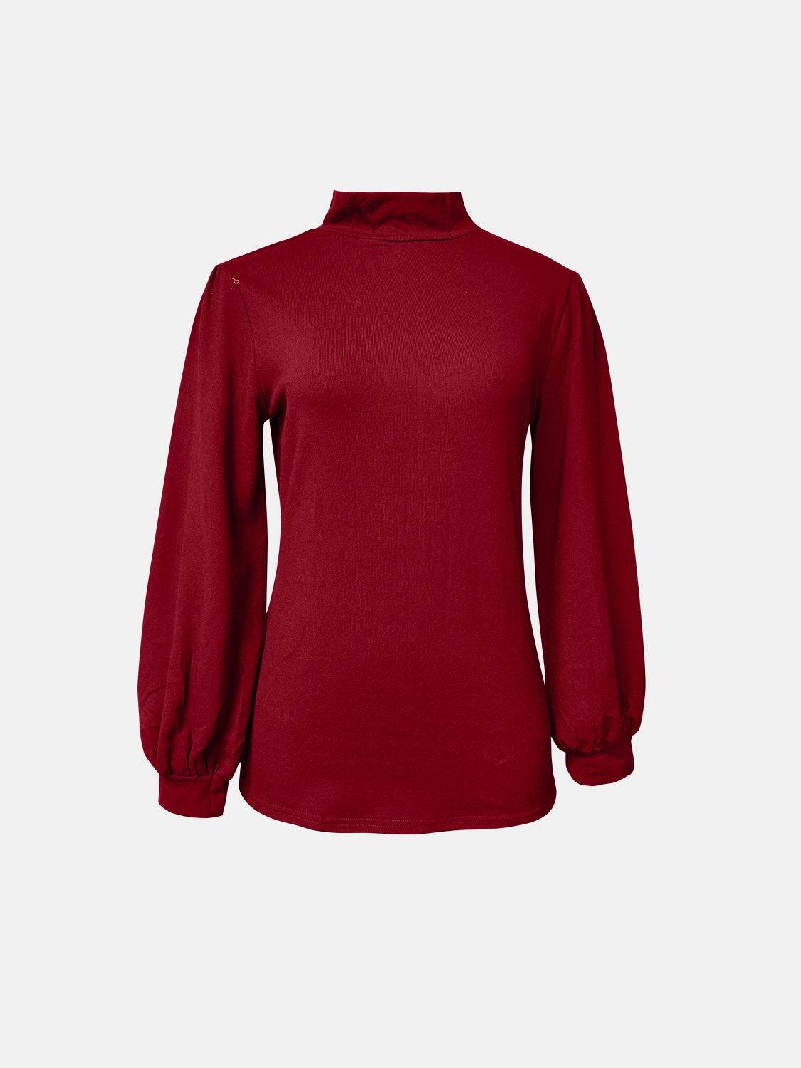 Full Size Mock Neck Long Sleeve T-Shirt - Amexza