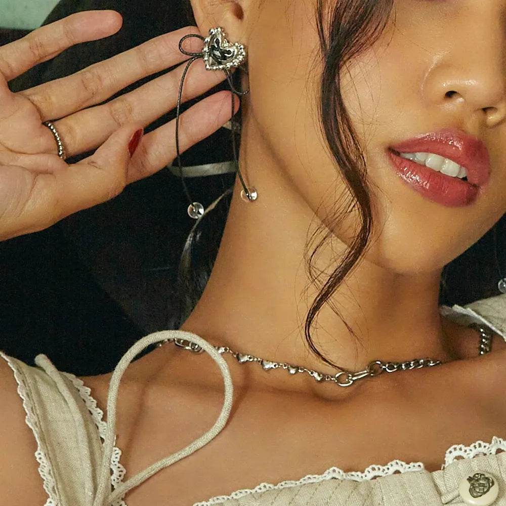 Stainless Steel Wax Rope Heart Earrings for a perfect OOTD – dress to impress outfits from Amexza