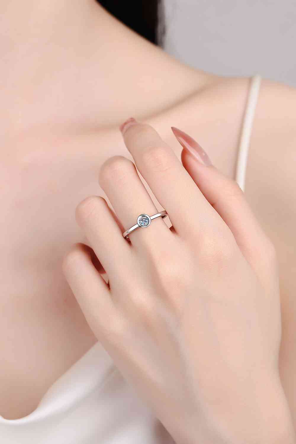 Moissanite Rhodium-Plated Solitaire Ring for a perfect OOTD – dress to impress outfits from Amexza