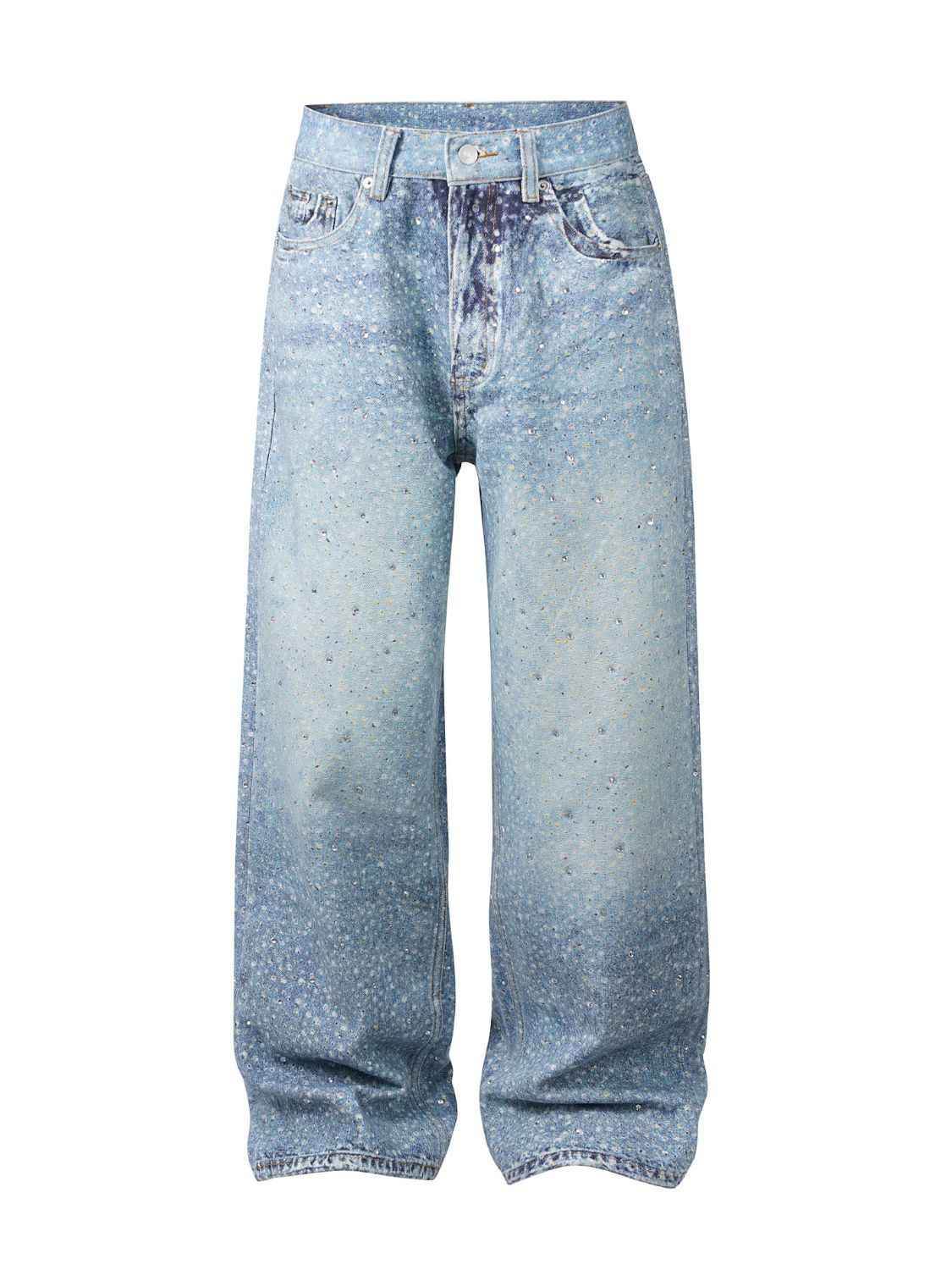 Men's Washed Rhinestone Print Jeans for a perfect OOTD – dress to impress outfits from Amexza