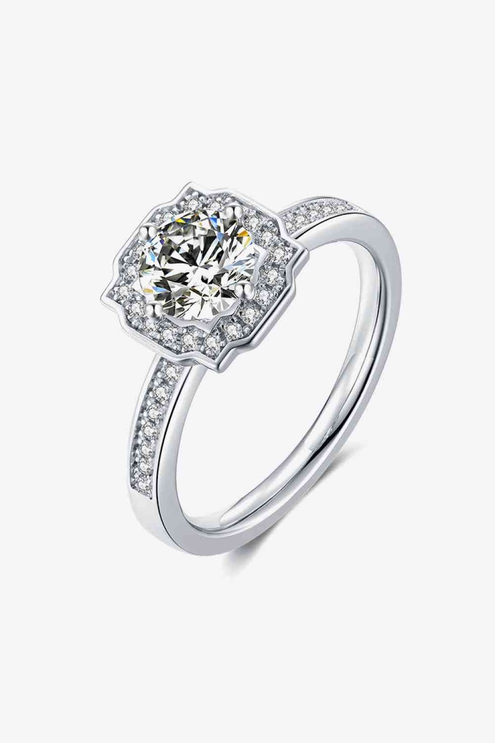 1 Carat Moissanite Platinum-Plated Ring Silver for a perfect OOTD – dress to impress outfits from Amexza