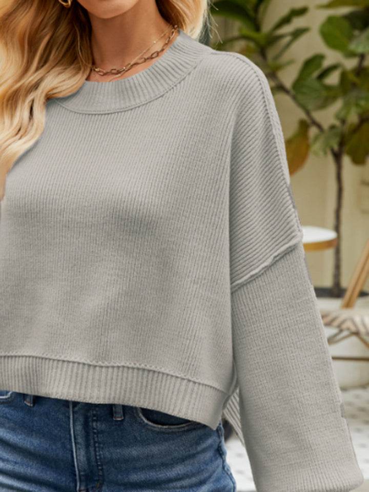 Round Neck Lantern Sleeve Sweater for a perfect OOTD – dress to impress outfits from Amexza