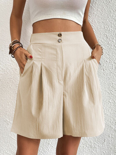 High Waist Shorts with Pockets Tan for a perfect OOTD – dress to impress outfits from Amexza