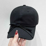 Bow Solid Color Baseball Cap Black One Size for a perfect OOTD – dress to impress outfits from Amexza