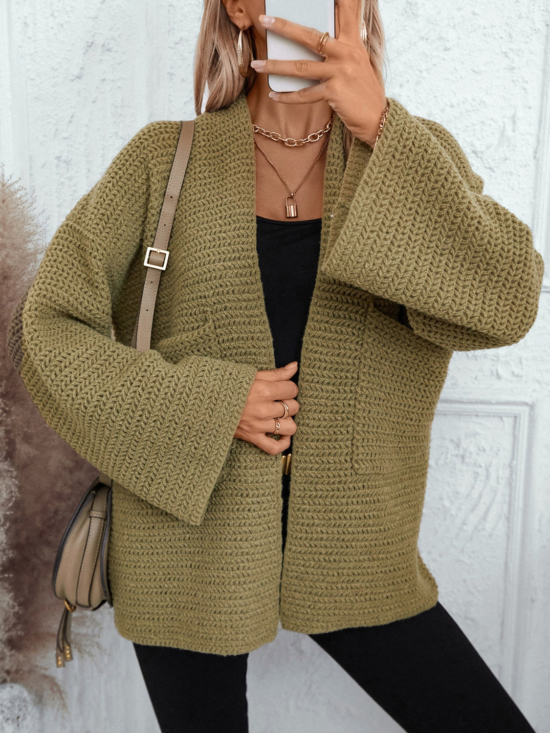 Open Front Long Sleeve Cardigan for a perfect OOTD – dress to impress outfits from Amexza