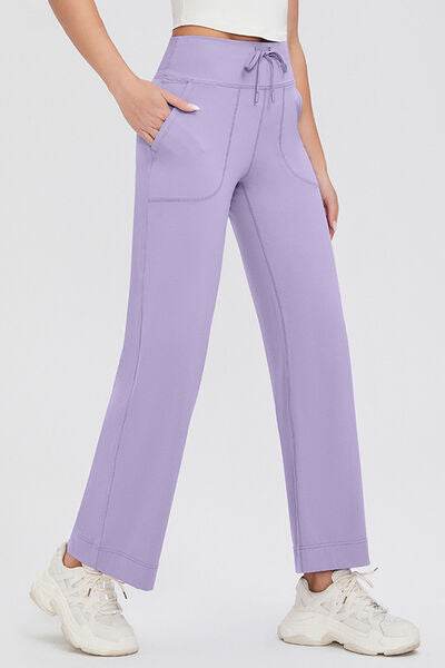 Basic Bae Full Size Drawstring High Waist Pants with Pockets Lavender for a perfect OOTD – dress to impress outfits from Amexza