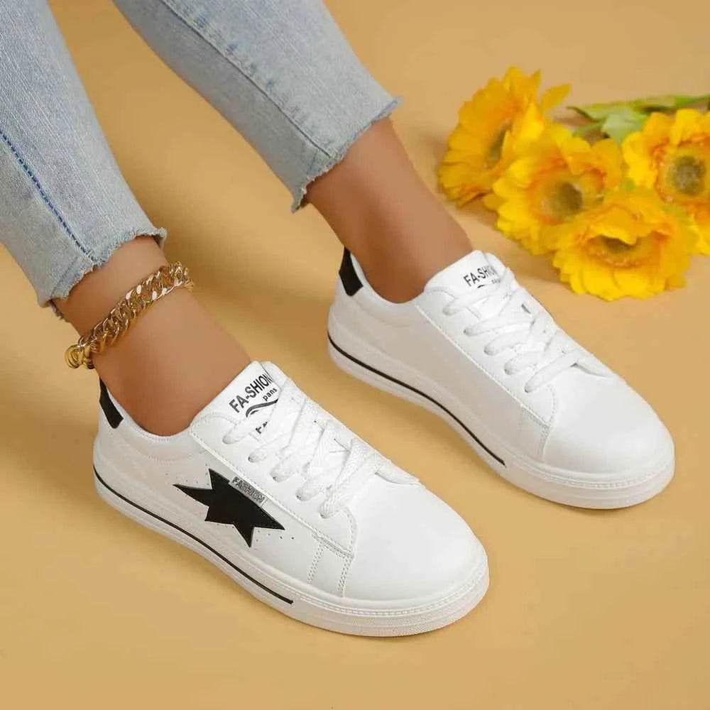 Star Round Toe Lace Up Sneakers for a perfect OOTD – dress to impress outfits from Amexza