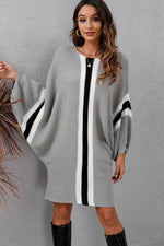 Ribbed Round Neck Long Sleeve Sweater Dress Light Gray for a perfect OOTD – dress to impress outfits from Amexza