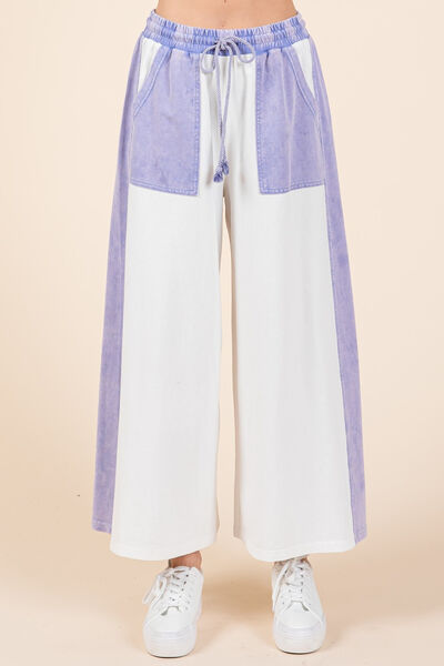 Mittoshop Color Block Wide Leg Pants White Peri Blue for a perfect OOTD – dress to impress outfits from Amexza