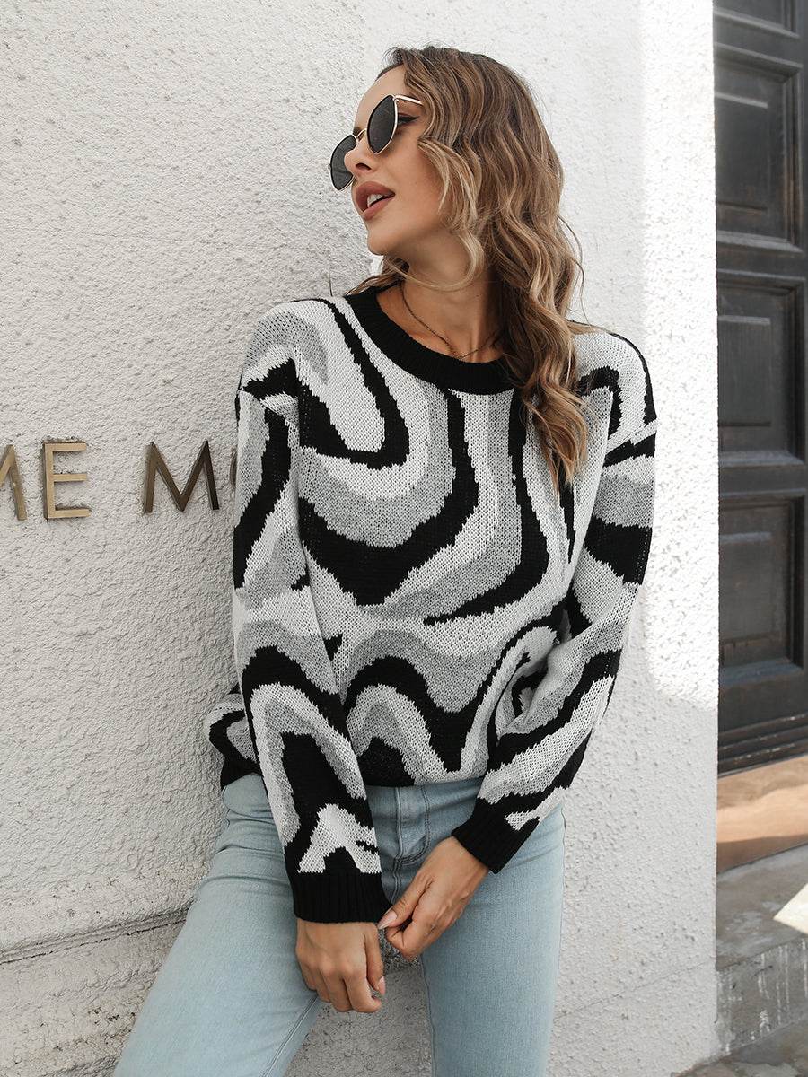 Round Neck Dropped Shoulder Sweater for a perfect OOTD – dress to impress outfits from Amexza