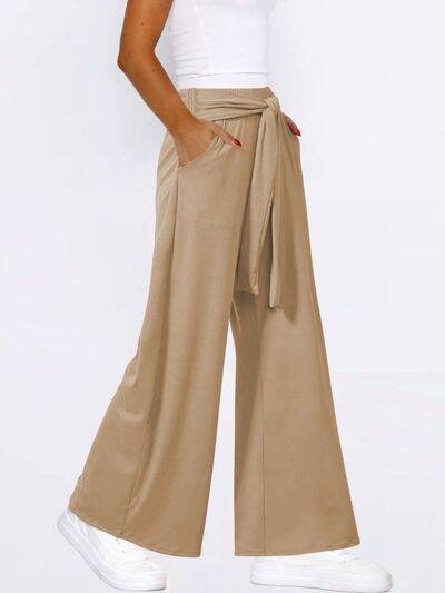 Tied Wide Leg Pants with Pockets for a perfect OOTD – dress to impress outfits from Amexza