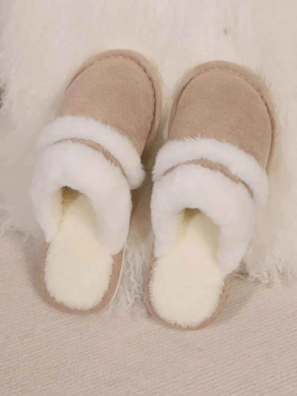 Contrast Faux Fur Round Toe Slippers for a perfect OOTD – dress to impress outfits from Amexza