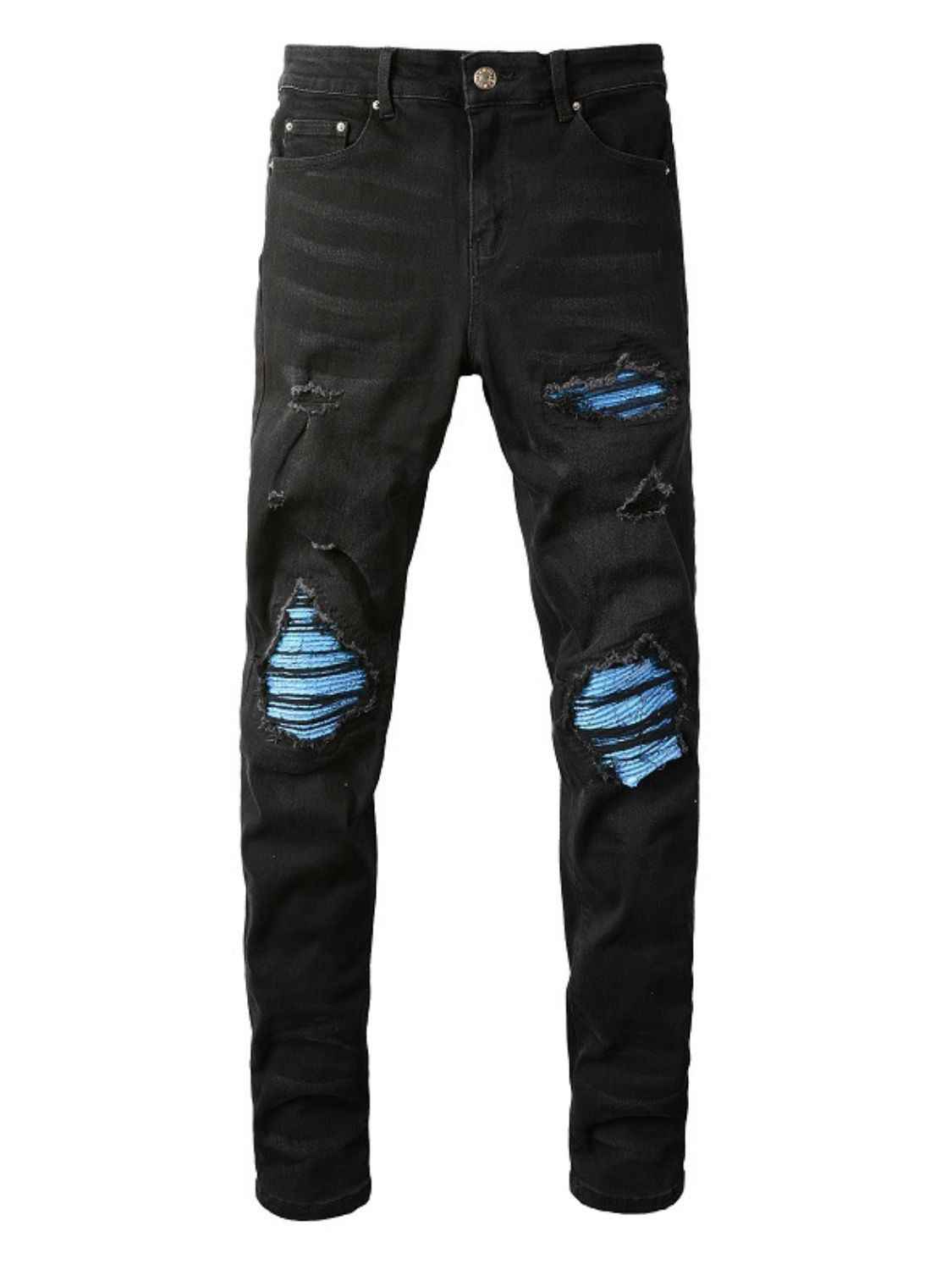 Men's Distressed Skinny Jeans Black for a perfect OOTD – dress to impress outfits from Amexza