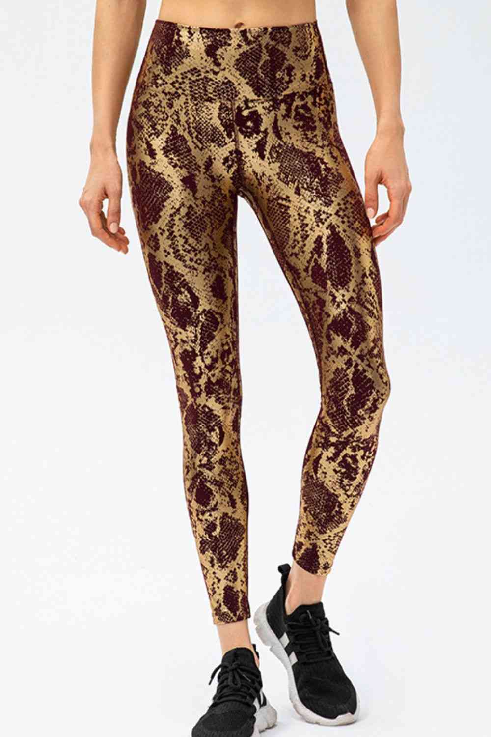 Animal Print Slim Fit Wide Waistband Long Sports Pants Caramel for a perfect OOTD – dress to impress outfits from Amexza