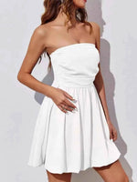 Ruched Tube Mini Dress White for a perfect OOTD – dress to impress outfits from Amexza