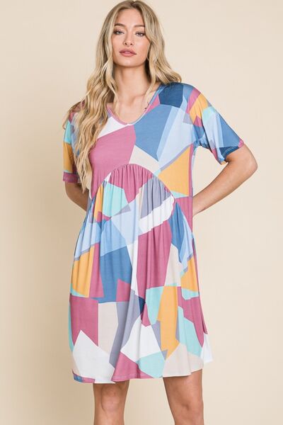 BOMBOM Ruched Color Block Short Sleeve Dress for a perfect OOTD – dress to impress outfits from Amexza