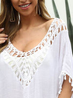 Tassel Cutout Half Sleeve Cover-Up for a perfect OOTD – dress to impress outfits from Amexza