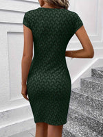 Printed Round Neck Cap Sleeve Dress