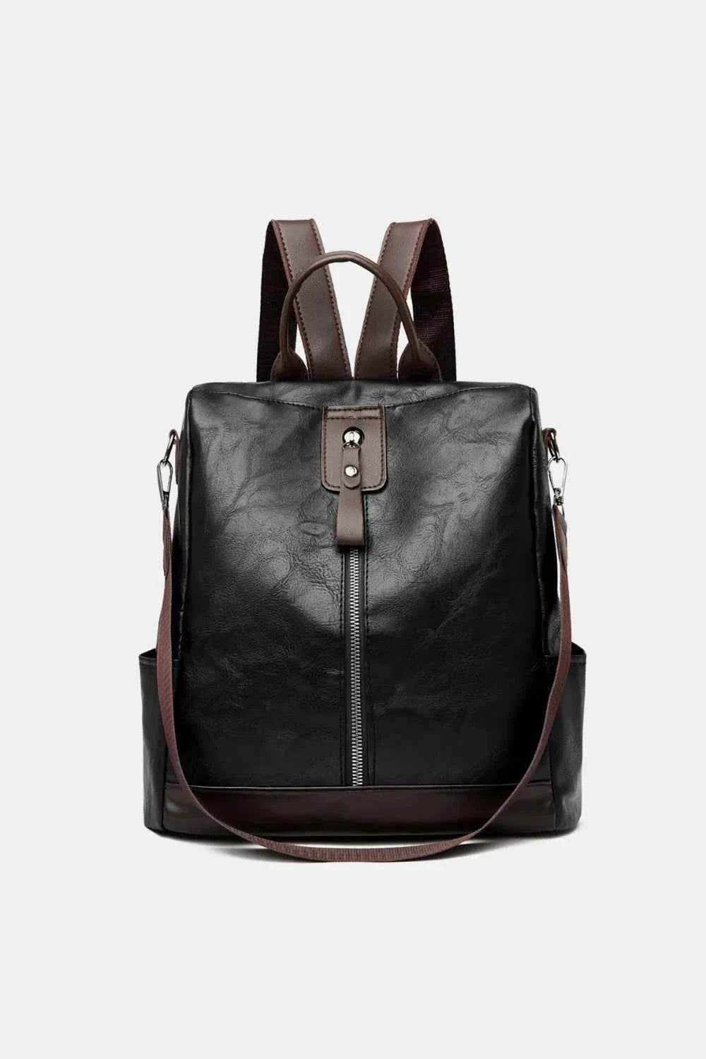 PU Leather Large Backpack Bag Black One Size for a perfect OOTD – dress to impress outfits from Amexza
