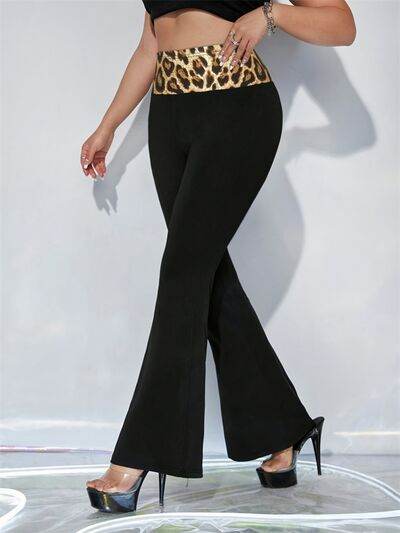 Leopard High Waist Flare Pants Black for a perfect OOTD – dress to impress outfits from Amexza