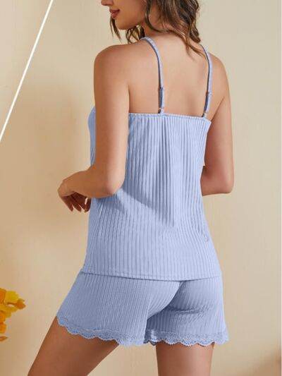 Ribbed Scoop Neck Top and Shorts Lounge Set for a perfect OOTD – dress to impress outfits from Amexza