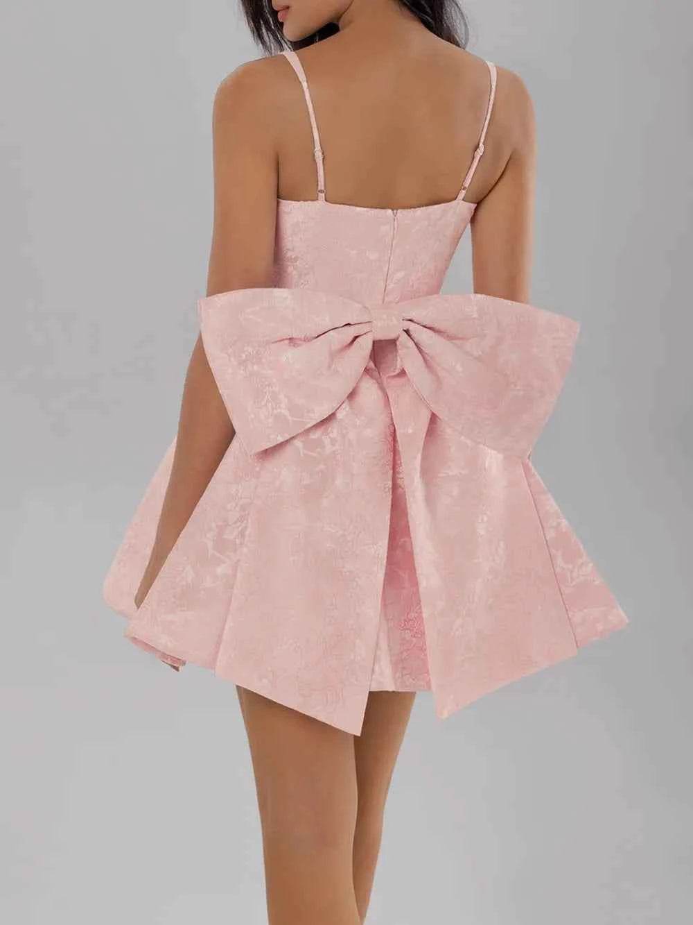 Satin Mini Cami Dress with Bow Blush Pink for a perfect OOTD – dress to impress outfits from Amexza