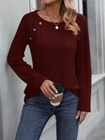Round Neck Long Sleeve T-Shirt - Amexza