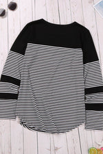 Striped Round Neck Long Sleeve T-Shirt - Amexza