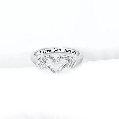 Hand Heart Shape 925 Sterling Silver Open Ring for a perfect OOTD – dress to impress outfits from Amexza