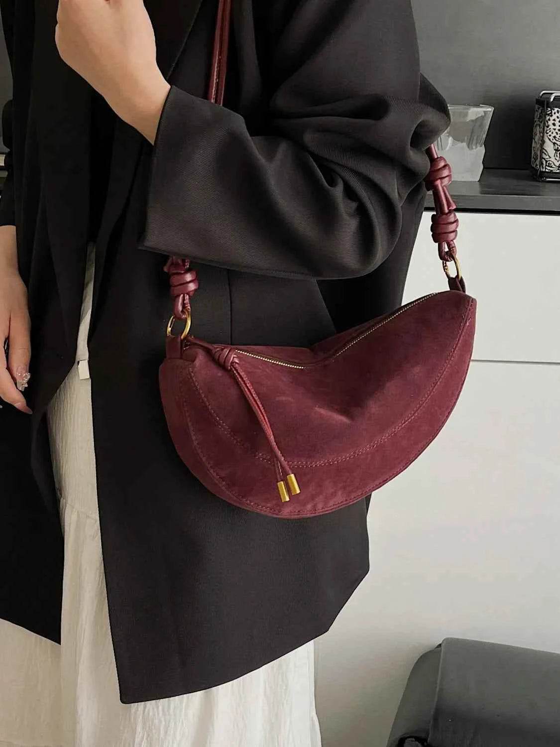Knotted Strap Shoulder Bag Burgundy One Size for a perfect OOTD – dress to impress outfits from Amexza