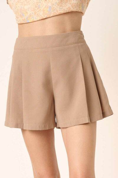 Mittoshop Side Invisible Zipper Pleated Shorts - Amexza