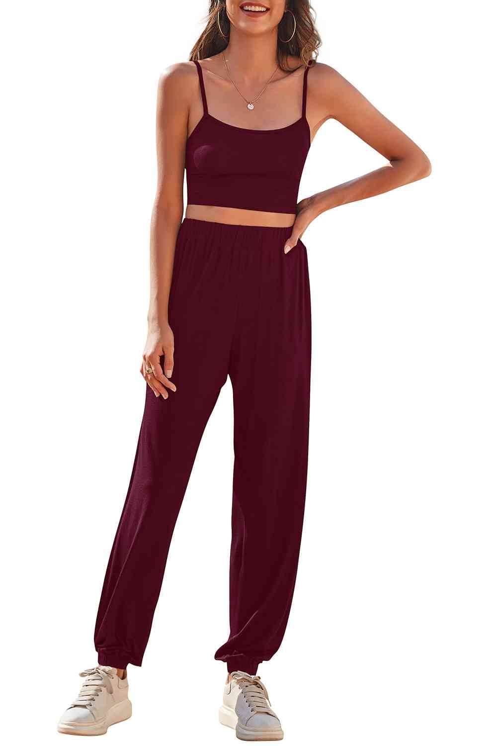 Cropped Cami and Side Split Joggers Set for a perfect OOTD – dress to impress outfits from Amexza