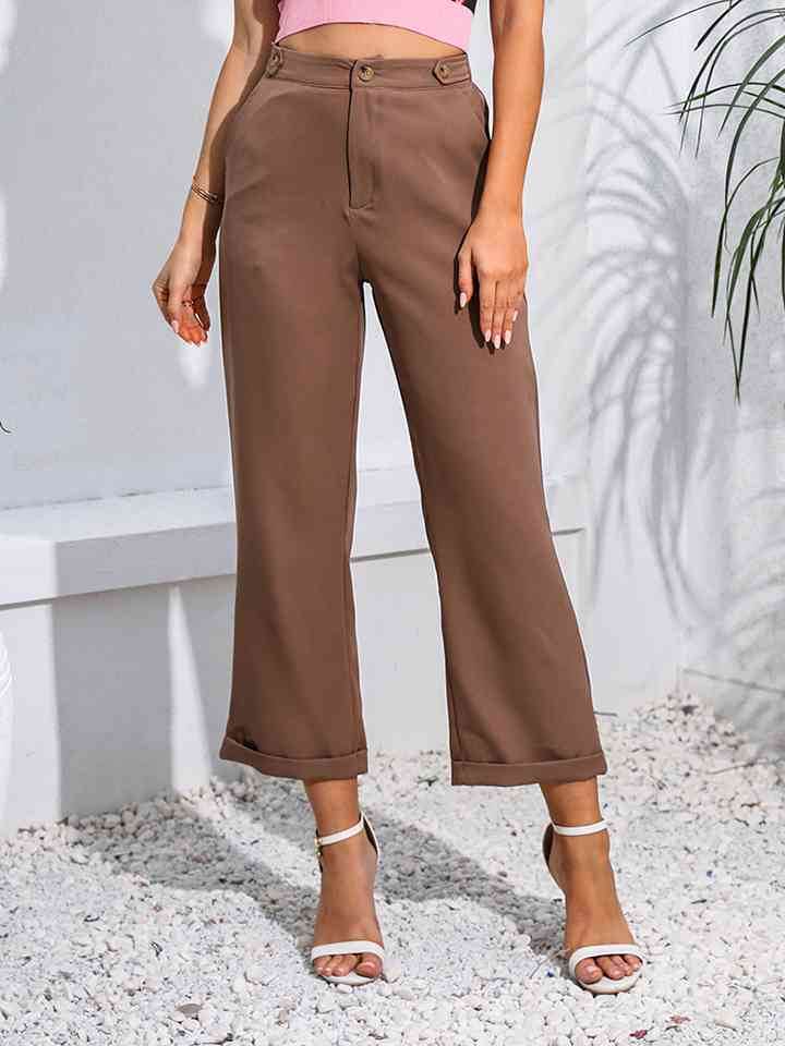 Cropped Straight Leg Pants Taupe for a perfect OOTD – dress to impress outfits from Amexza