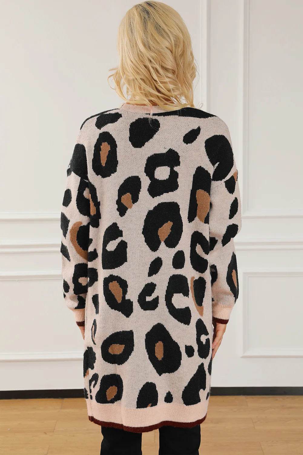 Leopard Open Front Long Sleeve Cardigan for a perfect OOTD – dress to impress outfits from Amexza