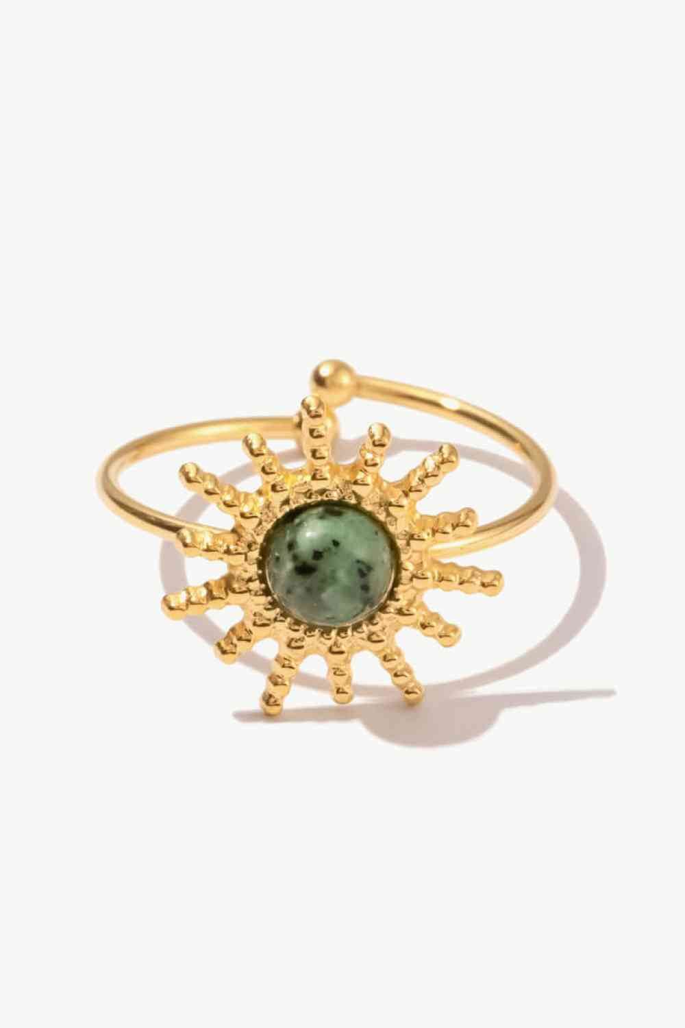 Natural Stone Sun Shape Open Ring Gold Sage One Size for a perfect OOTD – dress to impress outfits from Amexza