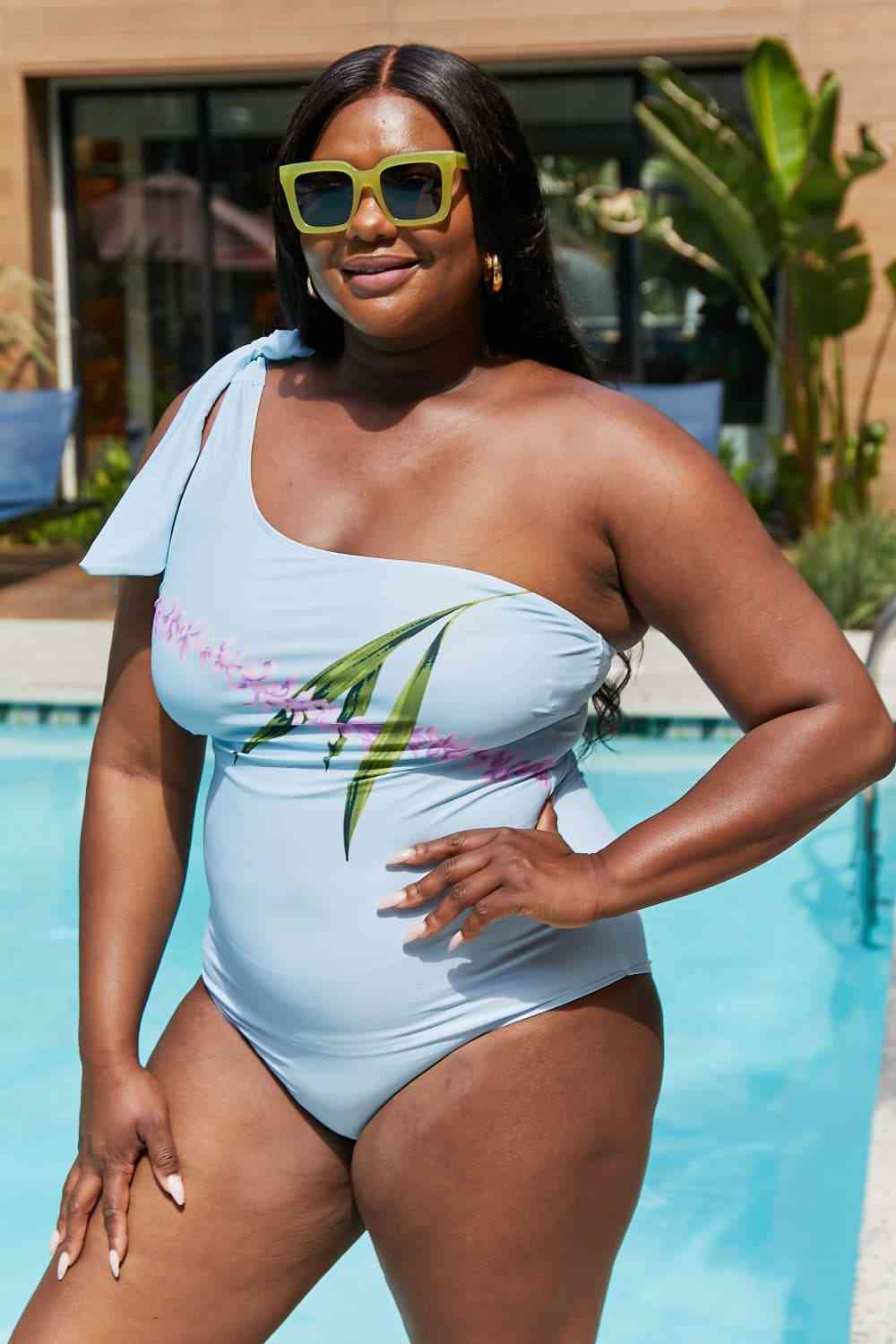 Marina West Swim Vacay Mode One Shoulder Swimsuit in Pastel Blue for a perfect OOTD – dress to impress outfits from Amexza