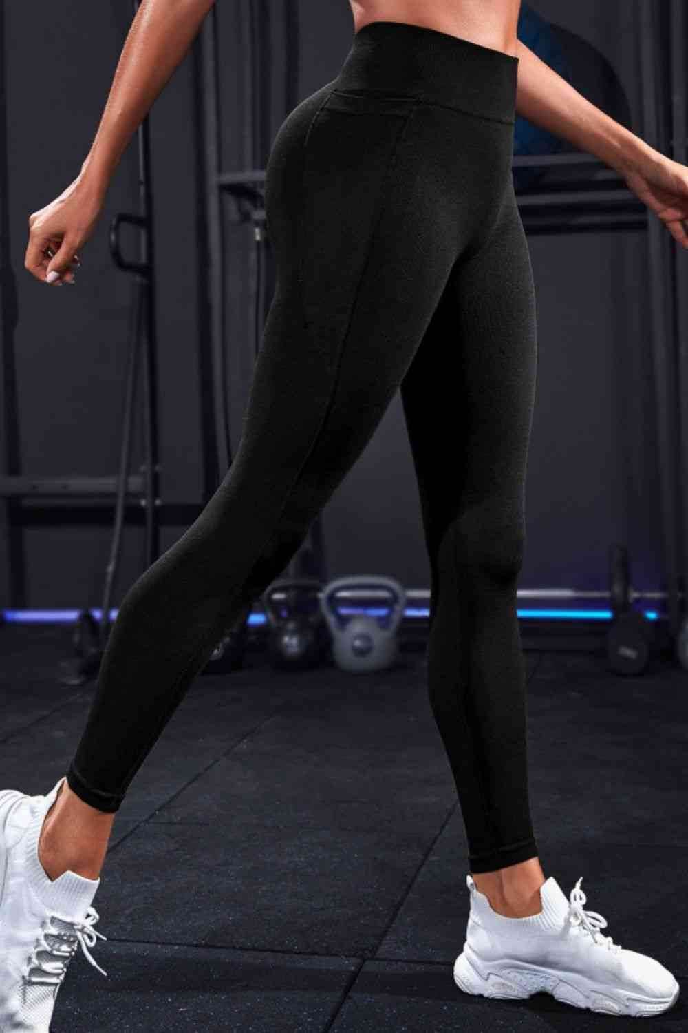 Wide Waistband Sports Leggings - Amexza