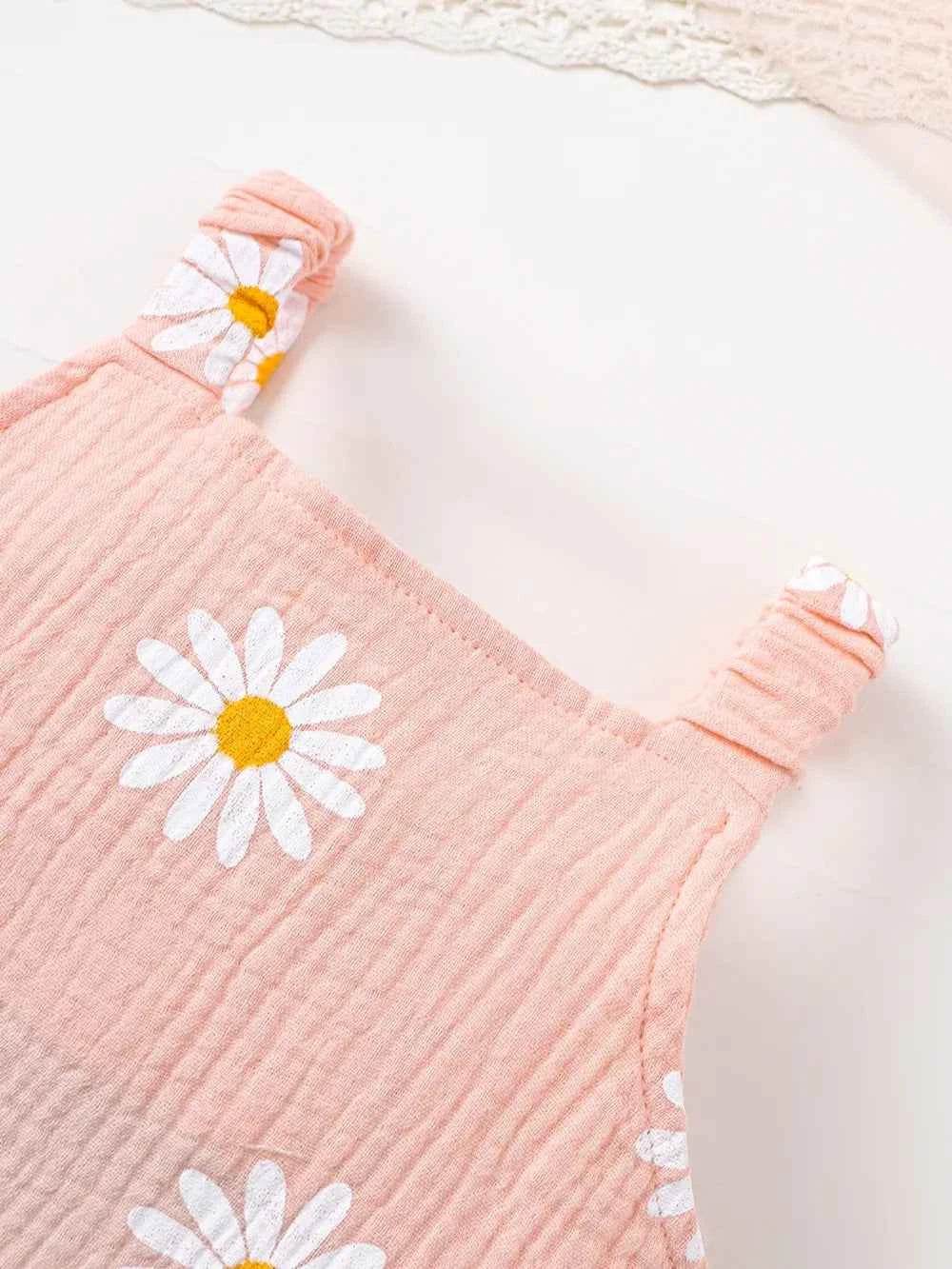 Children's Daisy Textured Wide Strap Romper and Hat Set for a perfect OOTD – dress to impress outfits from Amexza