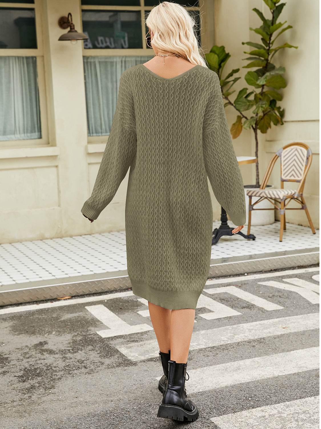 V-Neck Long Sleeve Sweater Dress for a perfect OOTD – dress to impress outfits from Amexza