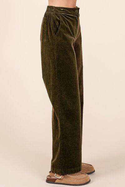 Mittoshop Corduroy Back Elastic Waist Pants - Amexza