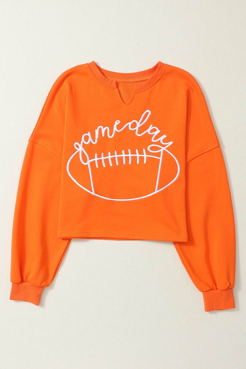 GAME DAY Football Notched Long Sleeve Sweatshirt for a perfect OOTD – dress to impress outfits from Amexza