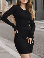 Tied Backless Long Sleeve Sweater Dress Black for a perfect OOTD – dress to impress outfits from Amexza