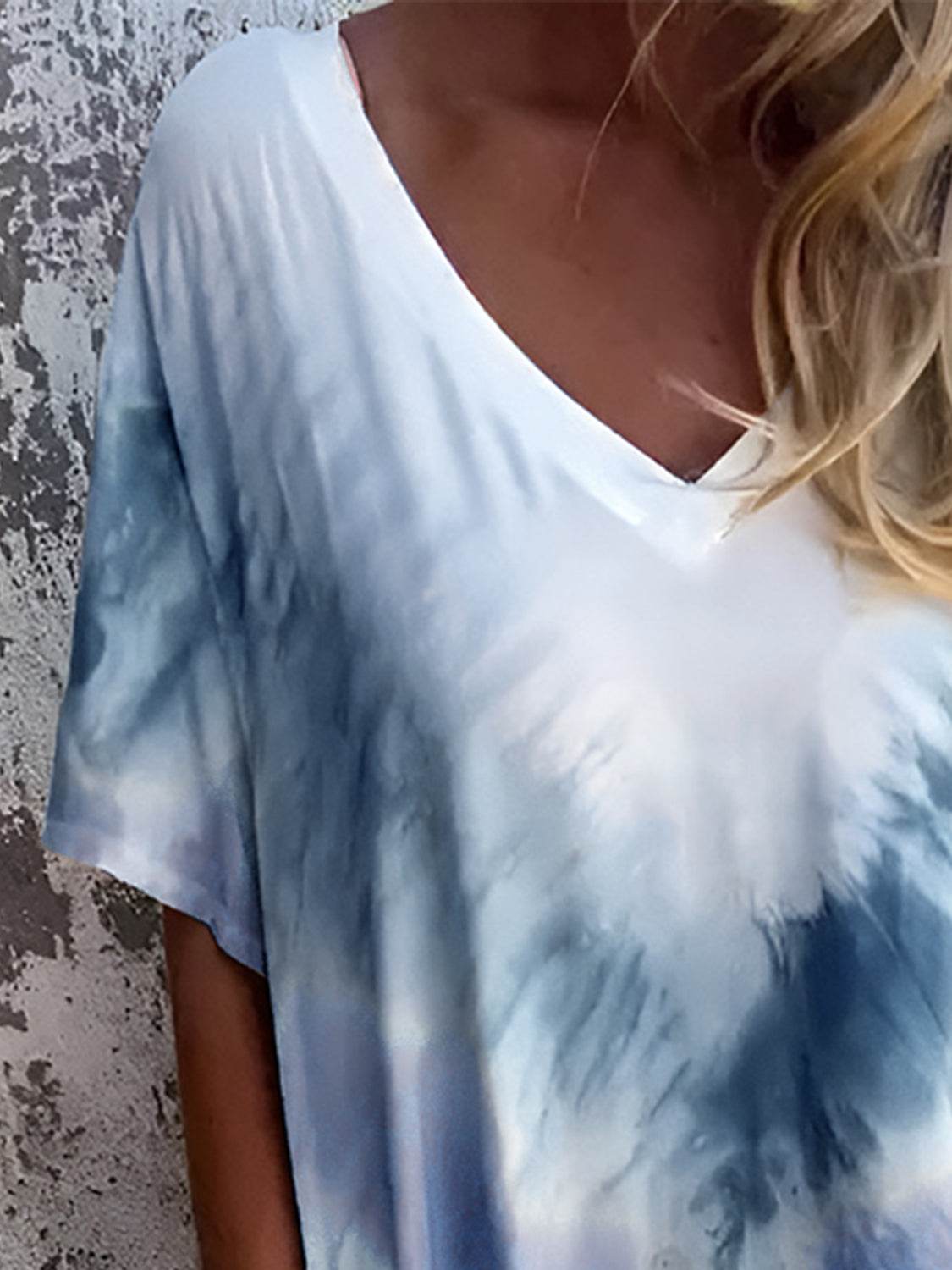 Full Size Pocketed Tie-Dye Short Sleeve Dress - Amexza