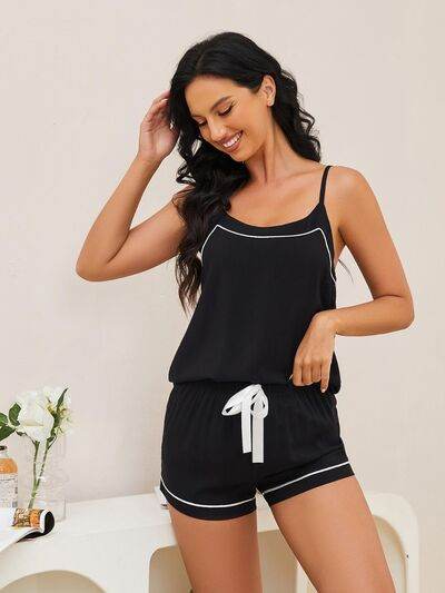 Scoop Neck Spaghetti Strap Top and Shorts Lounge Set for a perfect OOTD – dress to impress outfits from Amexza