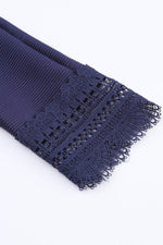 Lace Detail V-Neck Long Sleeve T-Shirt - Amexza